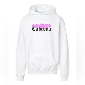 New Cabrona Flower Soft Pullover Fleece Hoodie White